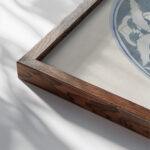 Ontwerp voor een bord met een tuingezicht 1874 Carel Adolph Lion Cachet close up dark wood mockup