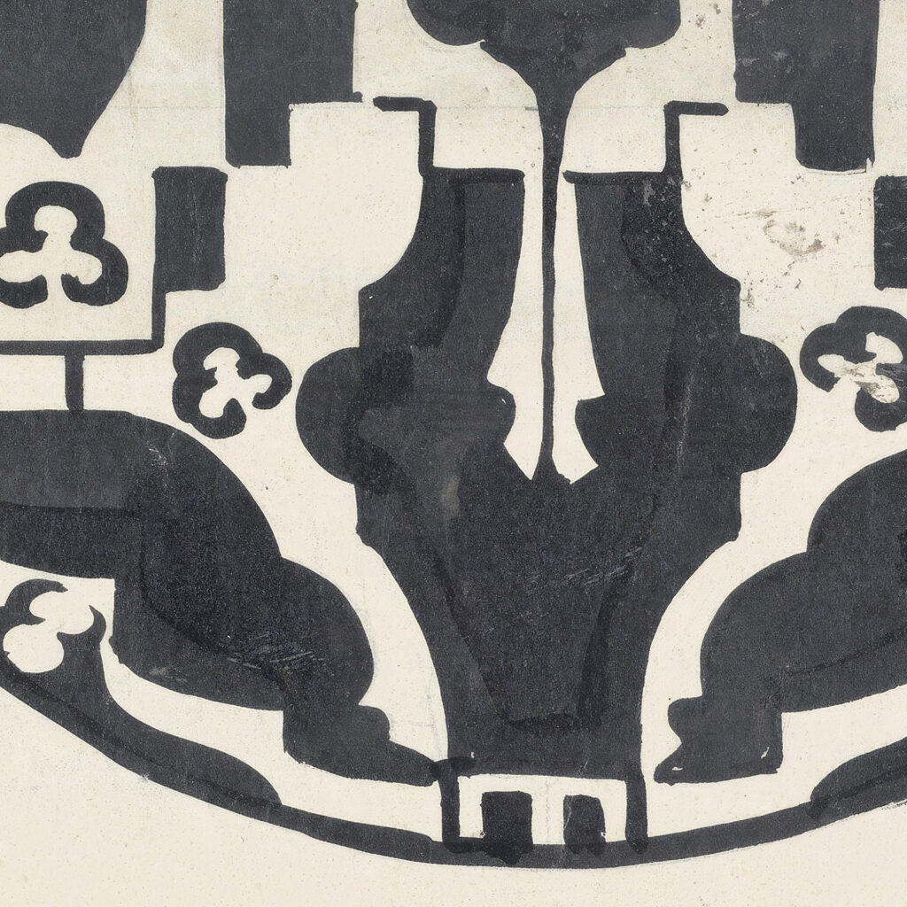Ontwerp voor een bord met twee gestileerde dieren 1874 Carel Adolph Lion Cachet 8 mockup