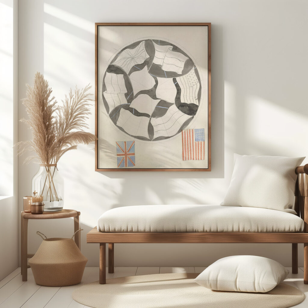 Ontwerp voor een bord met vlaggen 1874 Carel Adolph Lion Cachet 5 mockup