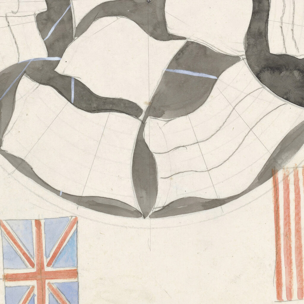 Ontwerp voor een bord met vlaggen 1874 Carel Adolph Lion Cachet 8 mockup