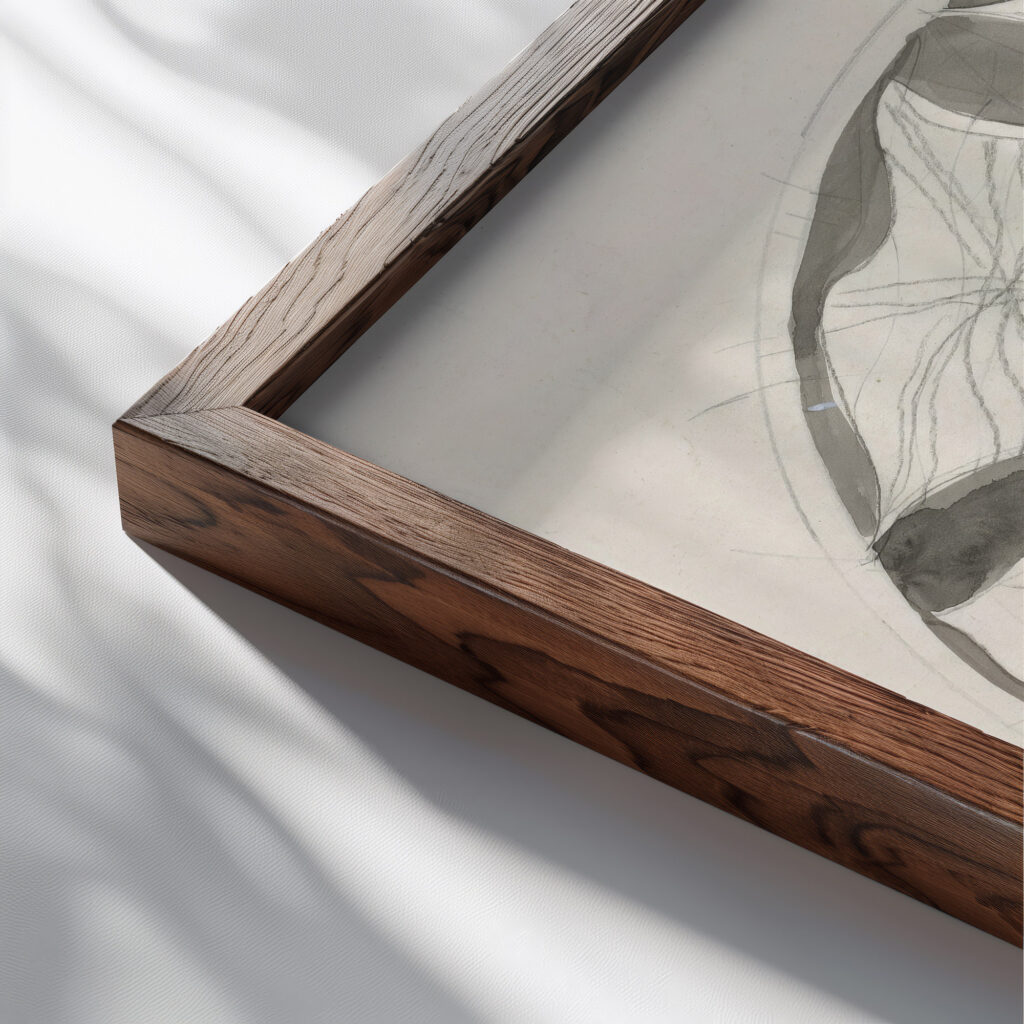 Ontwerp voor een bord met vlaggen 1874 Carel Adolph Lion Cachet close up dark wood mockup