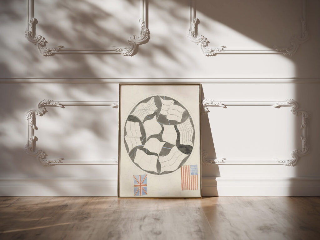 Ontwerp voor een bord met vlaggen 1874 Carel Adolph Lion Cachet video mockup