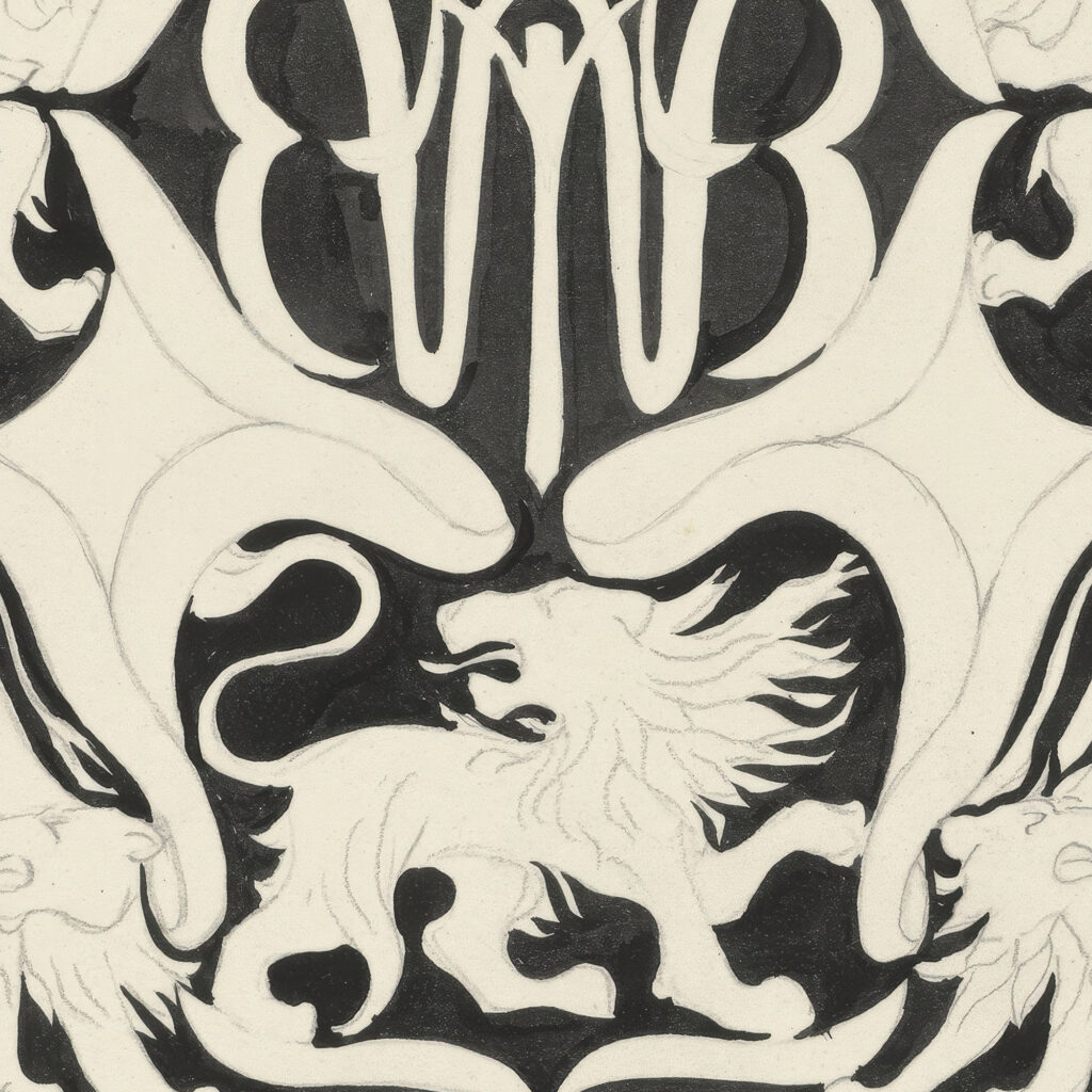Ontwerp voor een ex libris met monogram en leeuwen 1874 Carel Adolph Lion Cachet 1 8 mockup