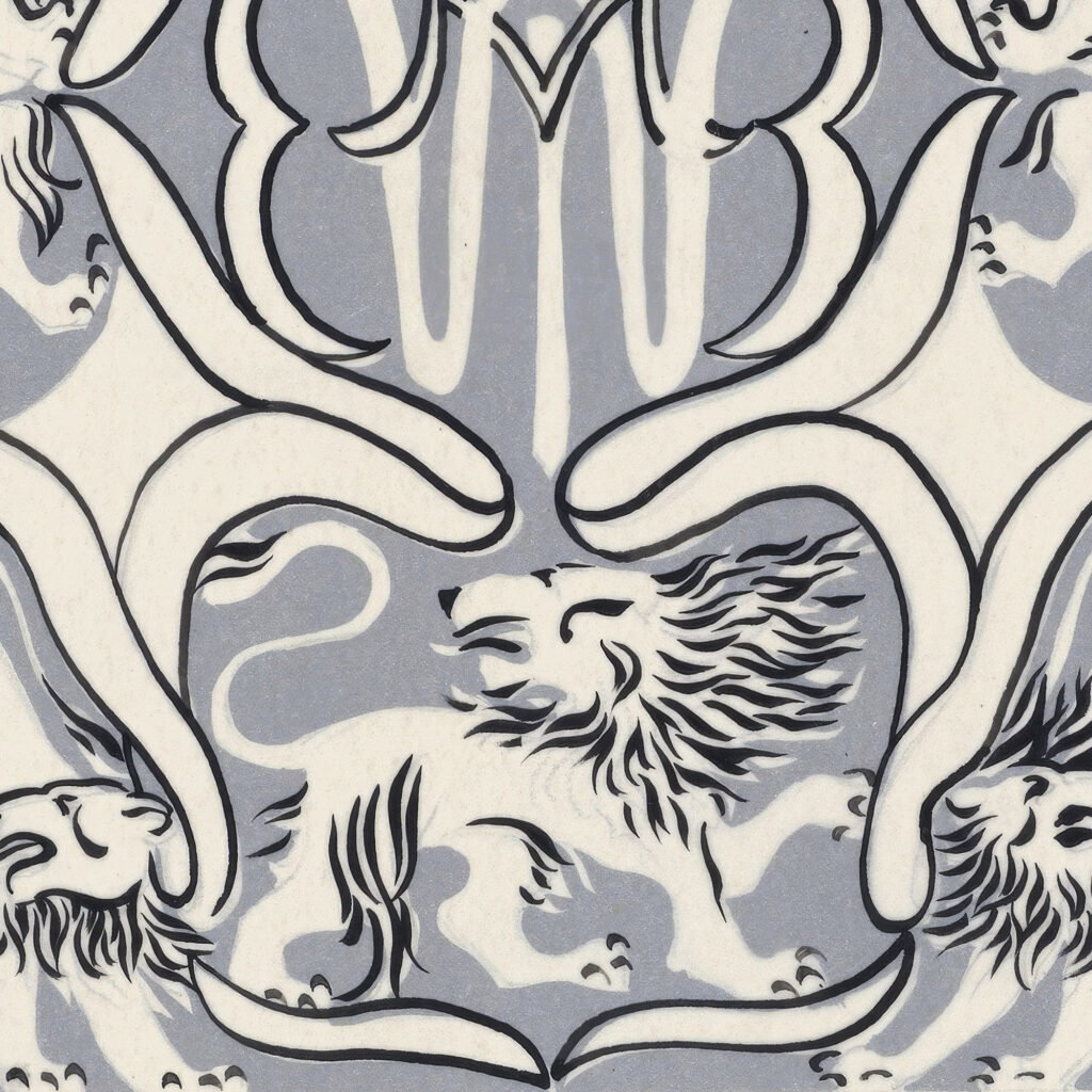 Ontwerp voor een ex libris met monogram en leeuwen 1874 Carel Adolph Lion Cachet 8 mockup