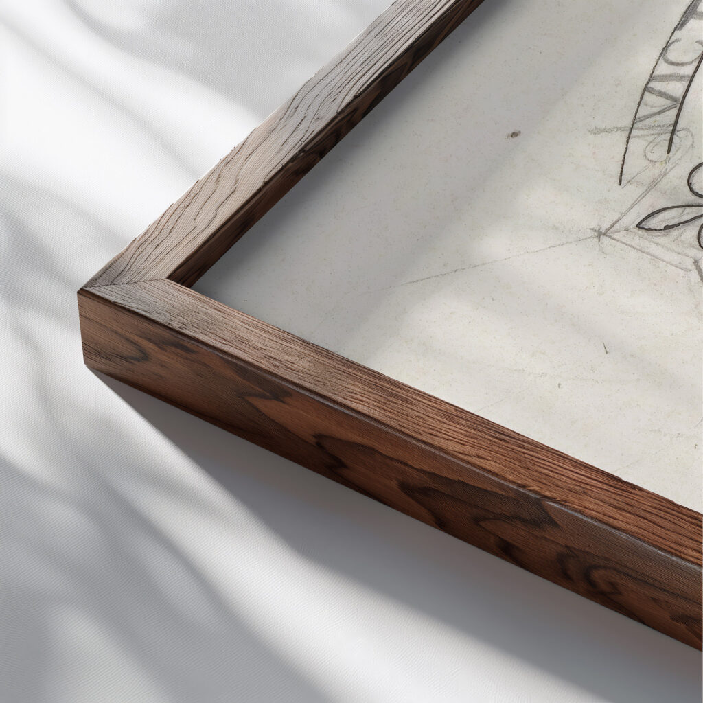 Ontwerp voor een ex libris van Johannes Henoch Neethling 1874 Carel Adolph Lion Cachet close up dark wood mockup