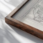 Ontwerp voor een ex libris voor de zoon van de kunstenaar 1874 Carel Adolph Lion Cachet close up dark wood mockup