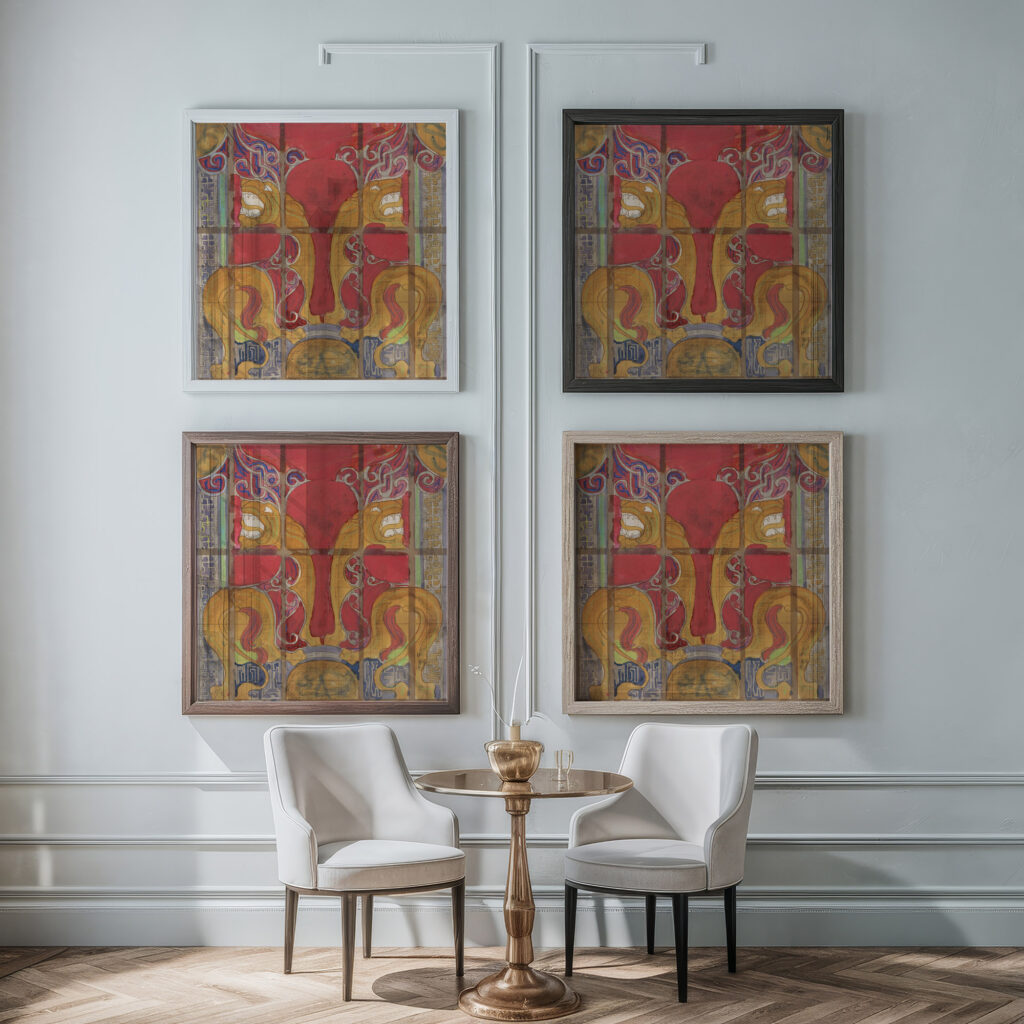 Ontwerp voor een glas in lood koepel voor de muziekzaal van het schip J.P. Coen 1874 Carel Adolph Lion Cachet framed posters mockup