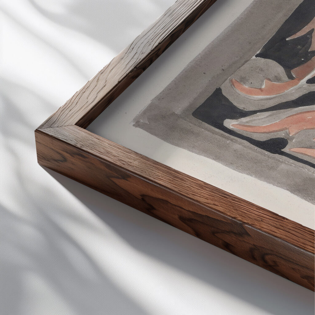Ontwerp voor een kleed 1874 Carel Adolph Lion Cachet close up dark wood mockup