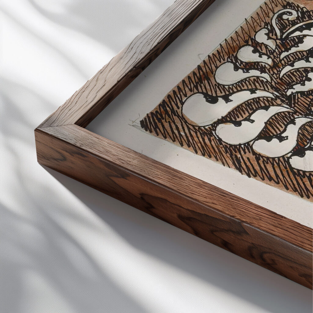 Ontwerp voor een omslag van een programmaboek 1916 Reijer Stolk close up dark wood mockup