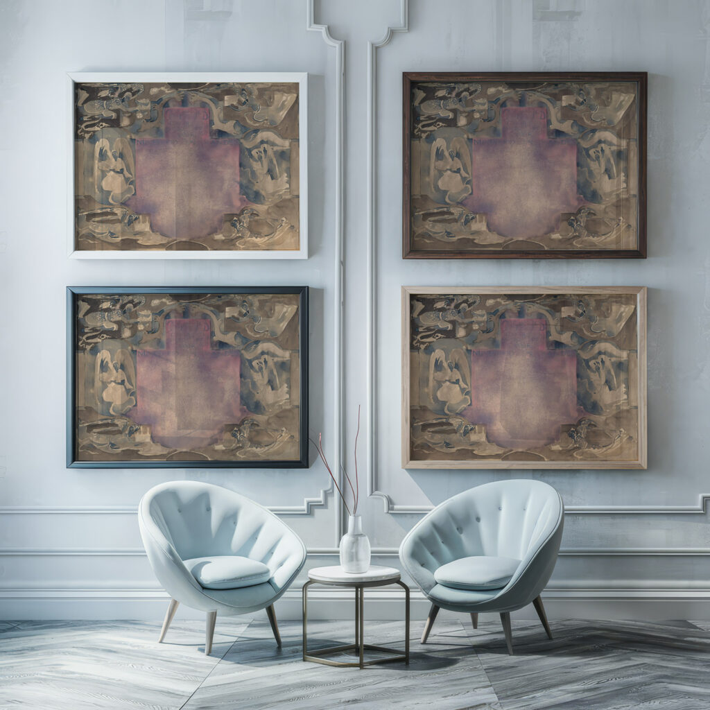 Ontwerp voor een oorkonde van de Nederlandsche Maatschappij voor Nijverheid en Handel 1874 Carel Adolph Lion Cachet framed posters mockup