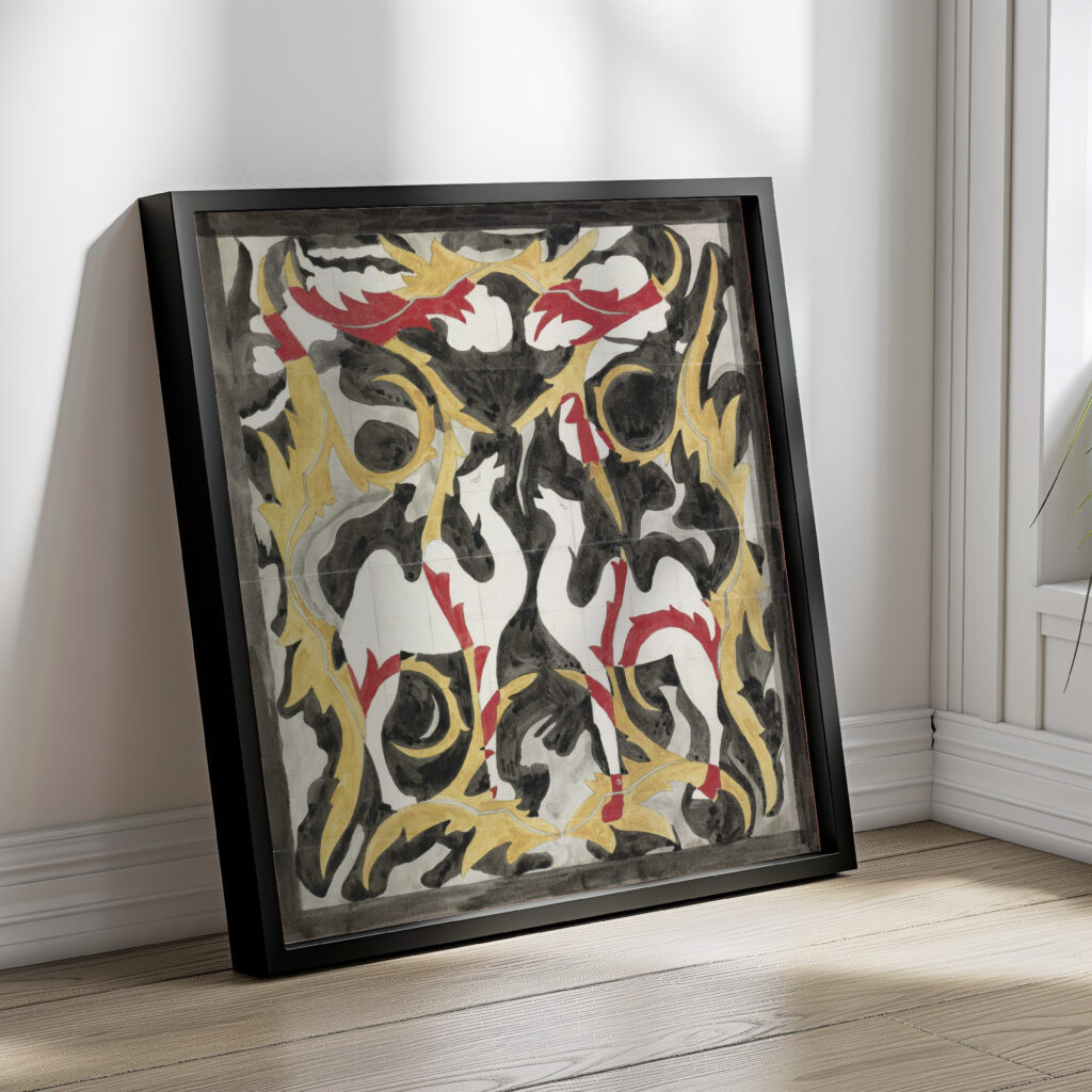 Ontwerp voor een tegeltableau met twee kamelen 1874 Carel Adolph Lion Cachet 4 mockup