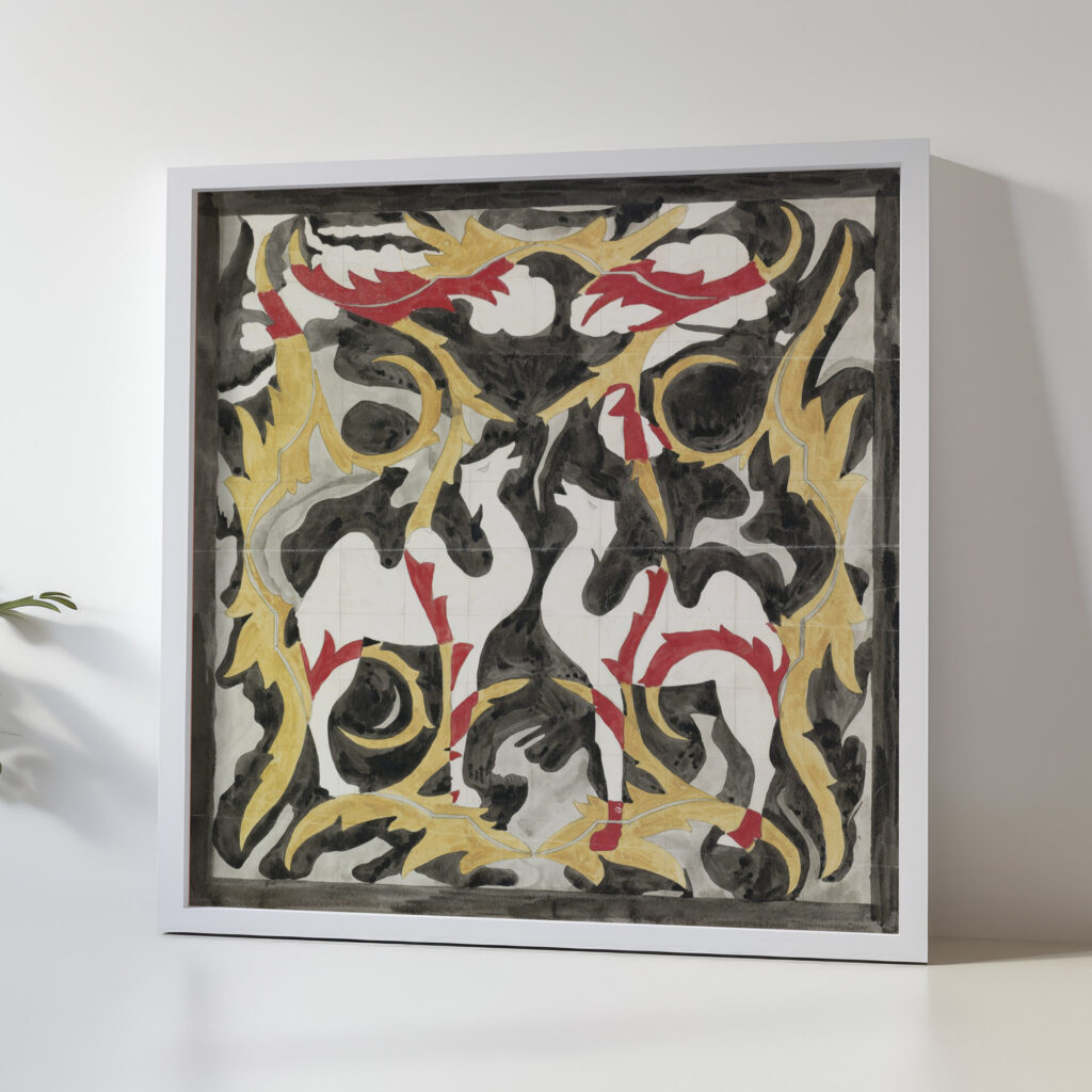 Ontwerp voor een tegeltableau met twee kamelen 1874 Carel Adolph Lion Cachet 5 mockup