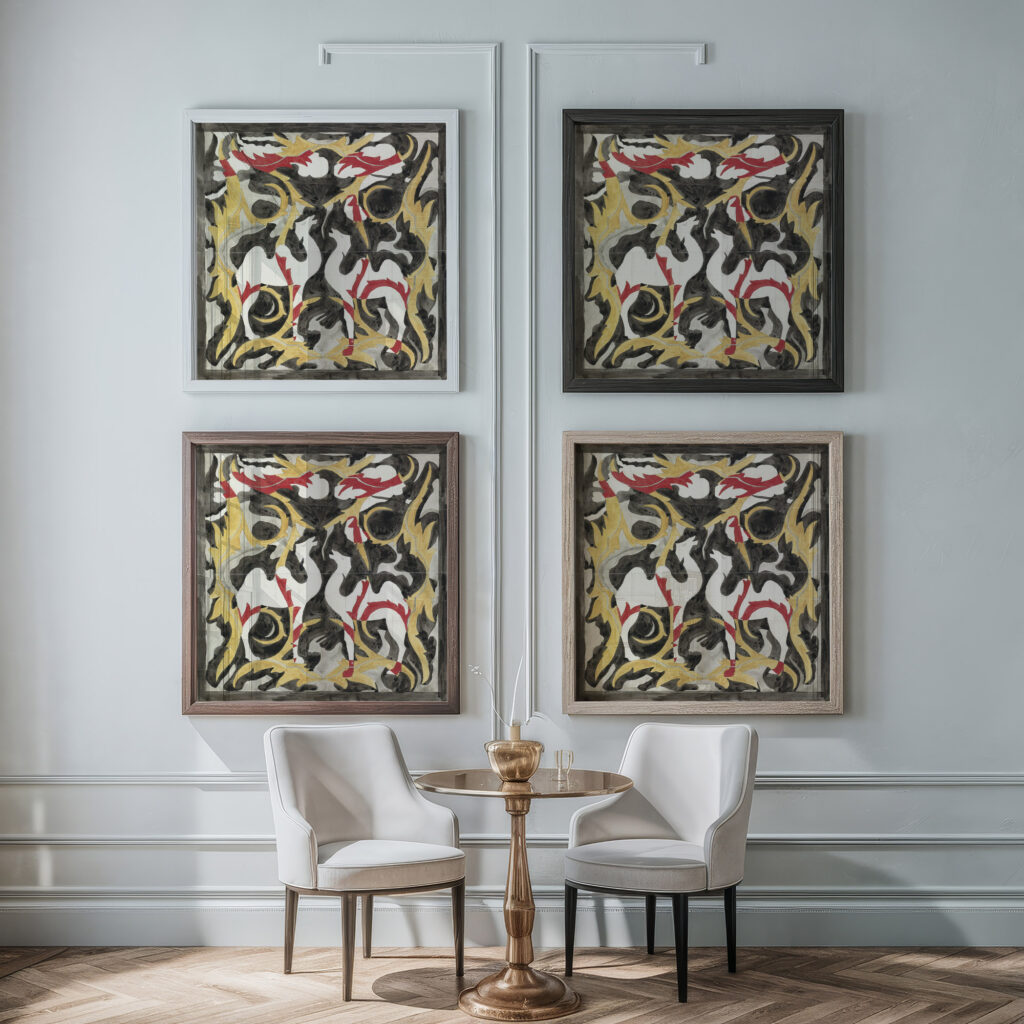 Ontwerp voor een tegeltableau met twee kamelen 1874 Carel Adolph Lion Cachet framed posters mockup