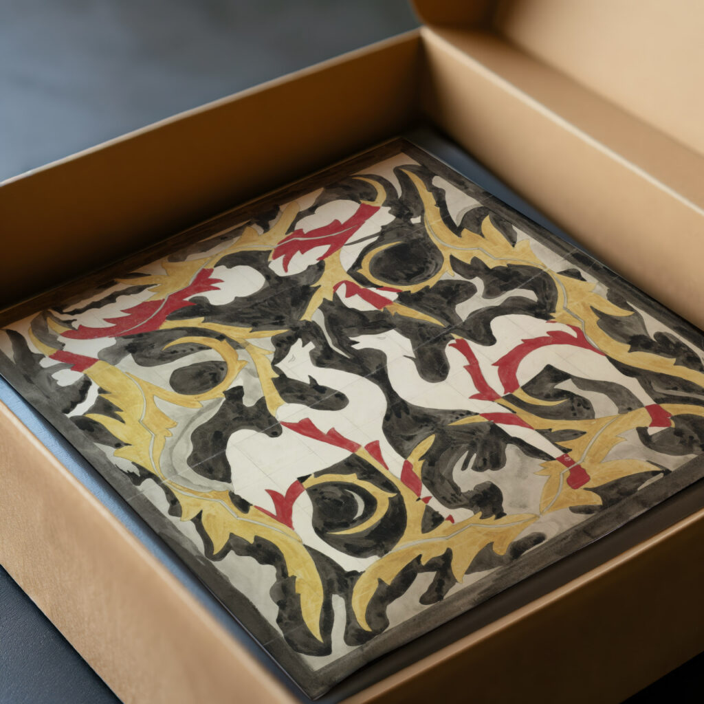 Ontwerp voor een tegeltableau met twee kamelen 1874 Carel Adolph Lion Cachet video mockup