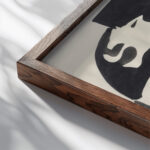 Ontwerp voor een vaas met leeuwenmotief 1874 Carel Adolph Lion Cachet 1 close up dark wood mockup