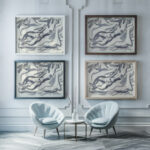 Ontwerp voor een vignet naakte vrouw en paard met op de achtergrond de zee 1891 Leo Gestel framed posters mockup