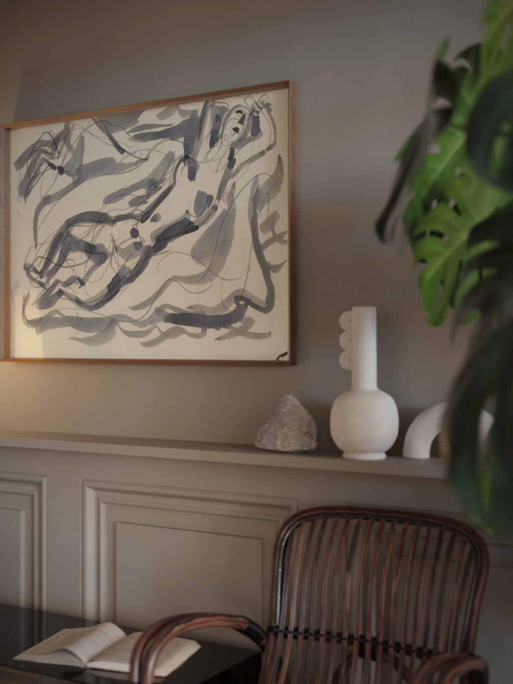 Ontwerp voor een vignet naakte vrouw en paard met op de achtergrond de zee 1891 Leo Gestel video mockup