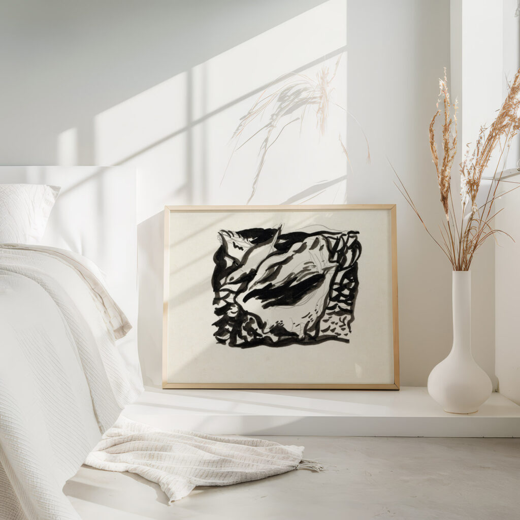 Ontwerp voor een vignet schelp en meeuw 1891 Leo Gestel 4 mockup