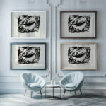 Ontwerp voor een vignet schelp en meeuw 1891 Leo Gestel framed posters mockup