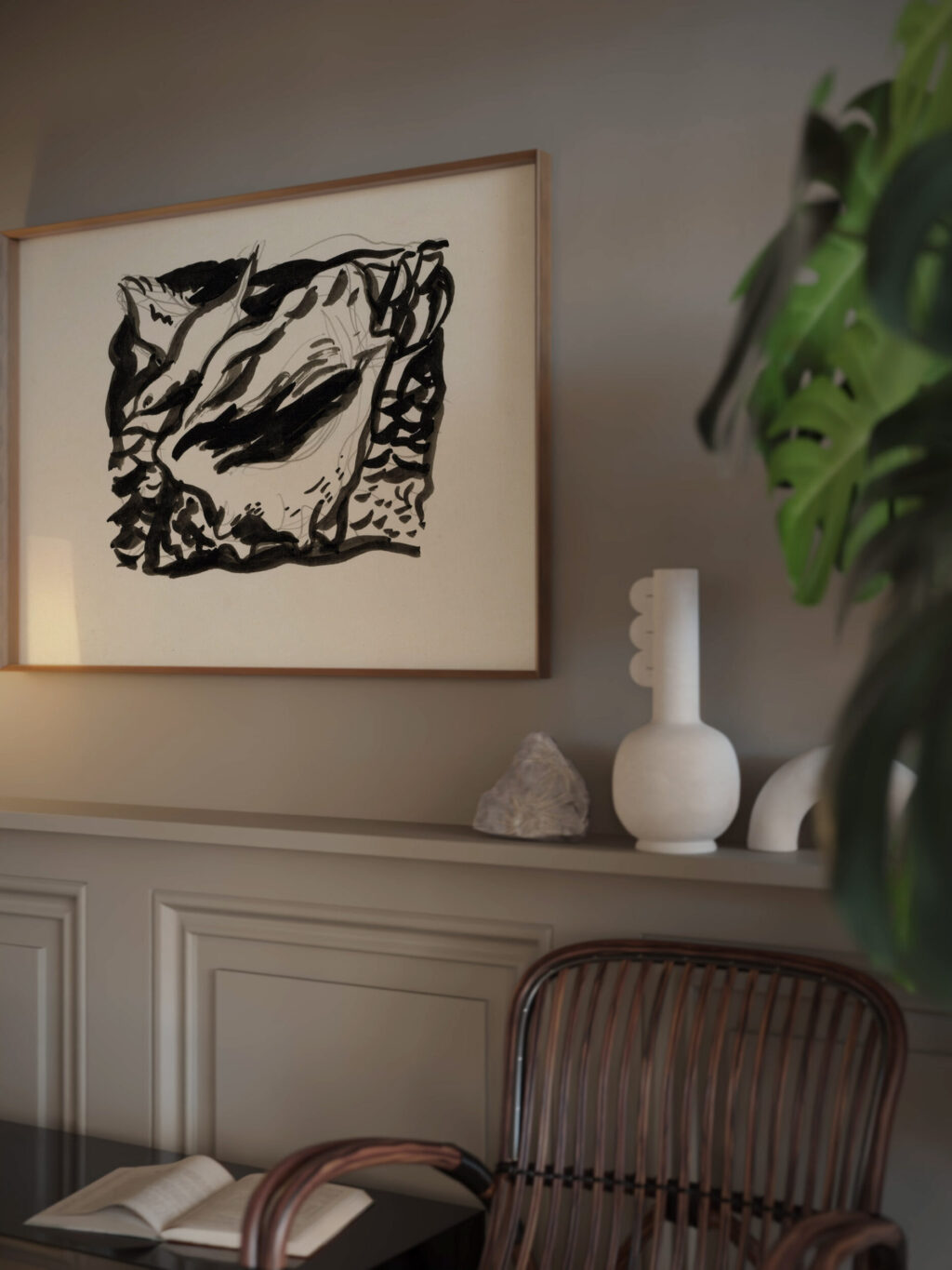 Ontwerp voor een vignet schelp en meeuw 1891 Leo Gestel video mockup