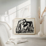 Ontwerp voor een vignet voorstelling met drie koeien 1891 Leo Gestel 4 mockup