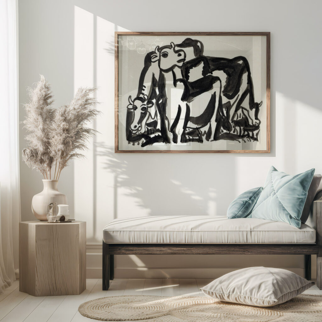 Ontwerp voor een vignet voorstelling met drie koeien 1891 Leo Gestel 5 mockup