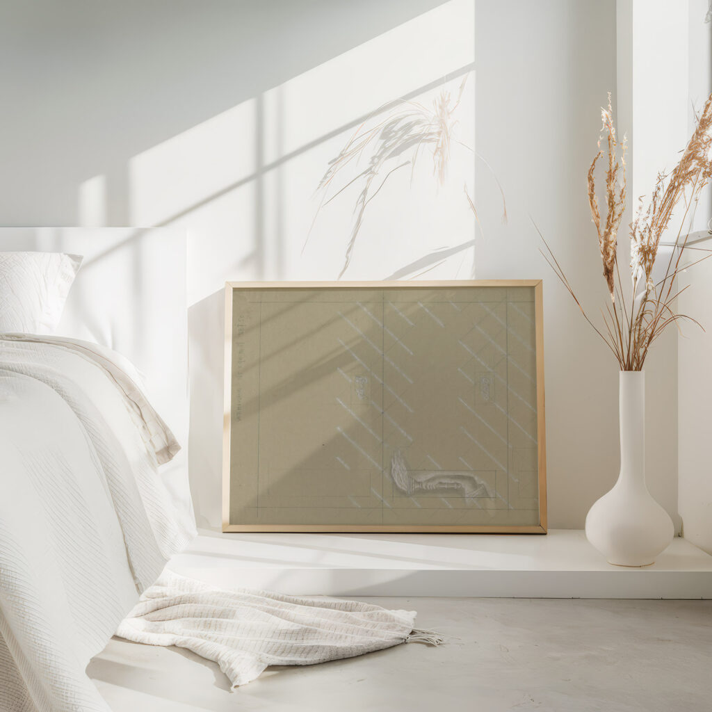 Ontwerp voor een watermerk van een bankbiljet een hand met fakkel 1891 Leo Gestel 4 mockup