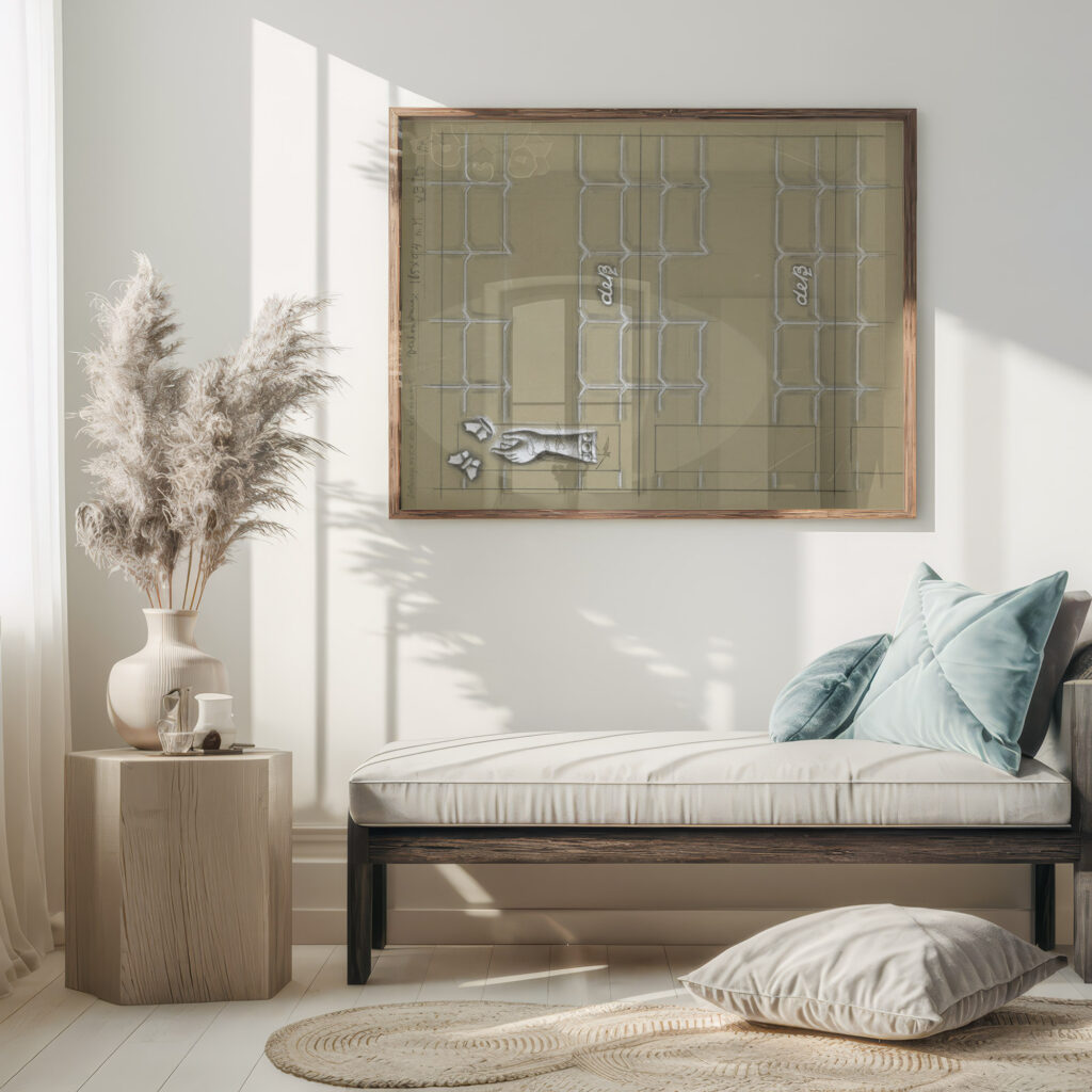 Ontwerp voor een watermerk van een bankbiljet een hand met twee vlinders 1891 Leo Gestel 5 mockup