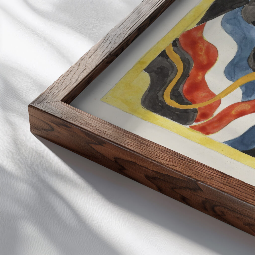 Ontwerp voor ex libris van ingenieur J. Kouwer te Bussum 1874 Carel Adolph Lion Cachet close up dark wood mockup