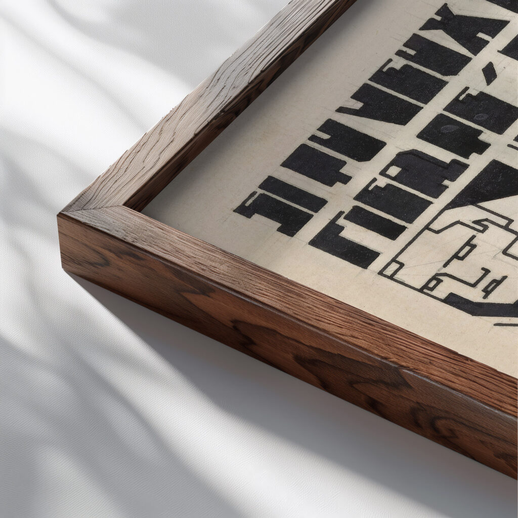 Ontwerp voor ex libris voor D.H. Plantenga 1906 Reijer Stolk close up dark wood mockup