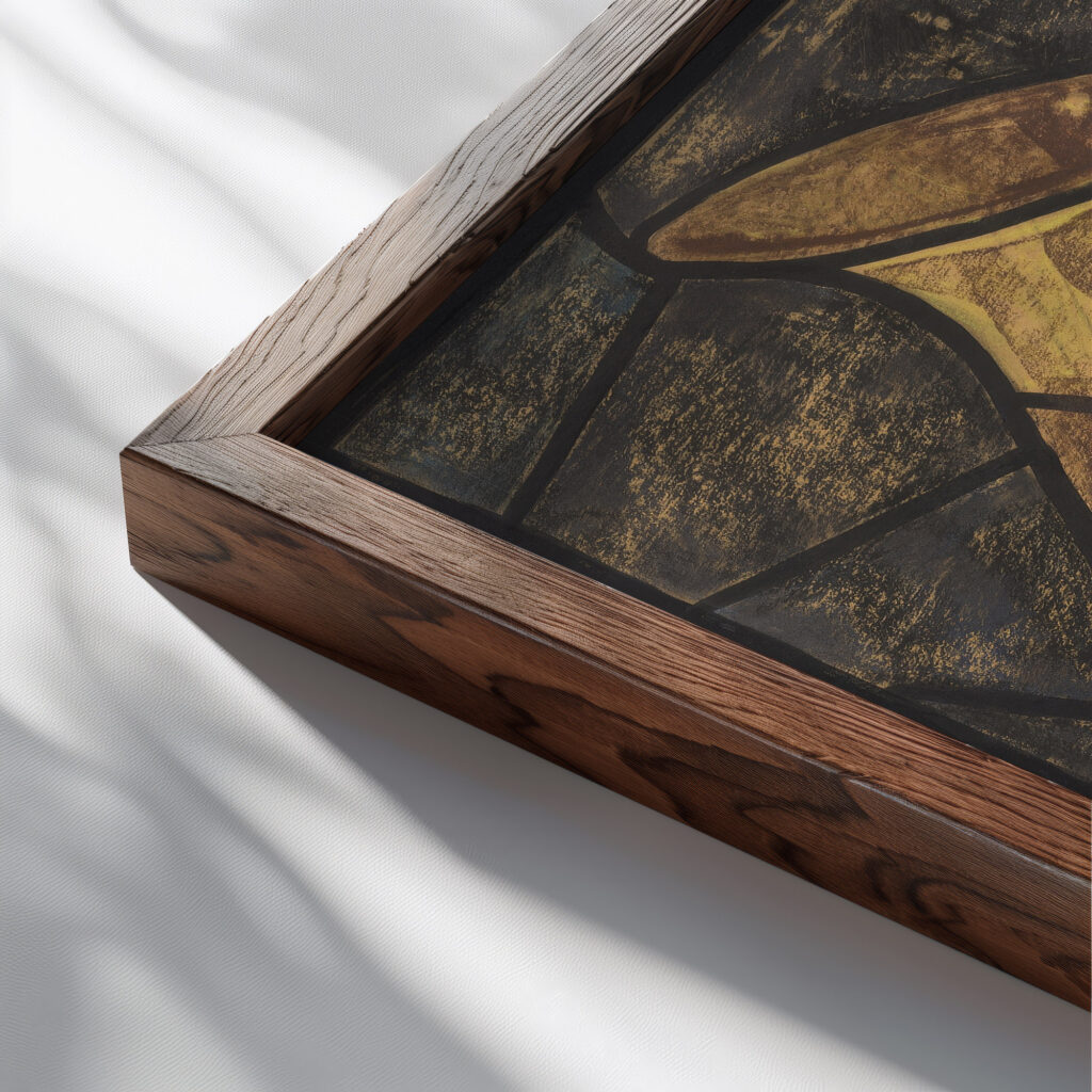 Ontwerp voor raam in het Noordertransept in de Dom te Utrecht 10 ca. 1878 1938 Richard Nicolaus Roland Holst close up dark wood mockup