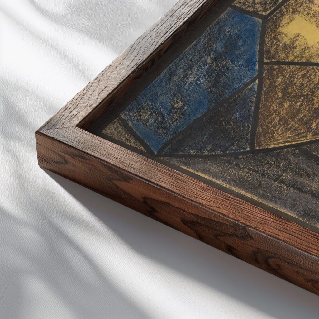Ontwerp voor raam in het Noordertransept in de Dom te Utrecht 11 ca. 1878 1938 Richard Nicolaus Roland Holst close up dark wood mockup