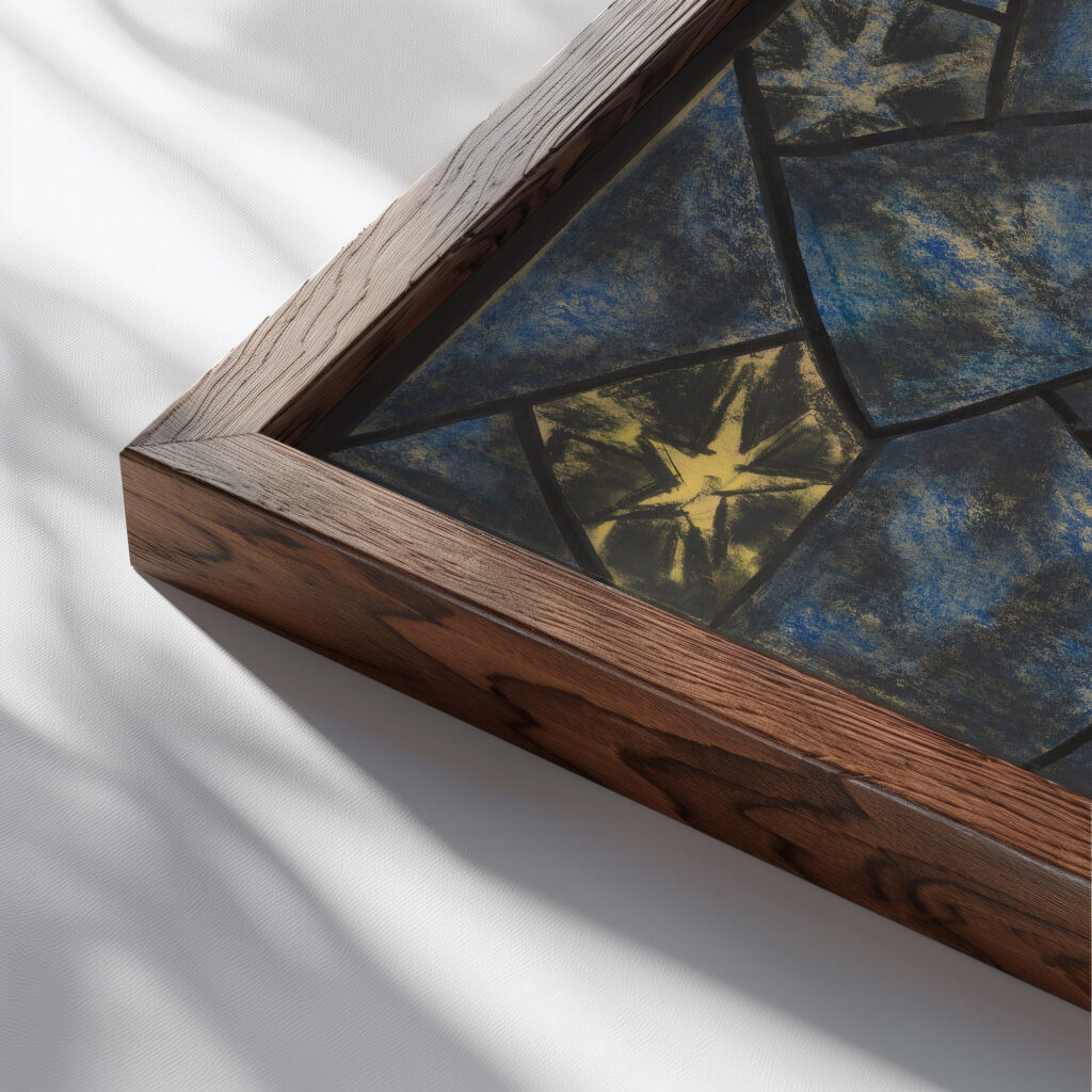 Ontwerp voor raam in het Noordertransept in de Dom te Utrecht 14 ca. 1878 1938 Richard Nicolaus Roland Holst close up dark wood mockup