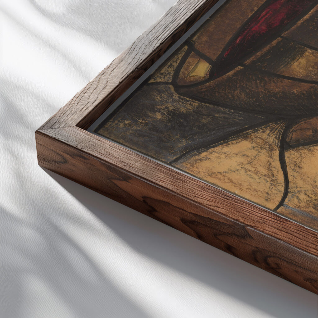 Ontwerp voor raam in het Noordertransept in de Dom te Utrecht 15 ca. 1878 1938 Richard Nicolaus Roland Holst close up dark wood mockup