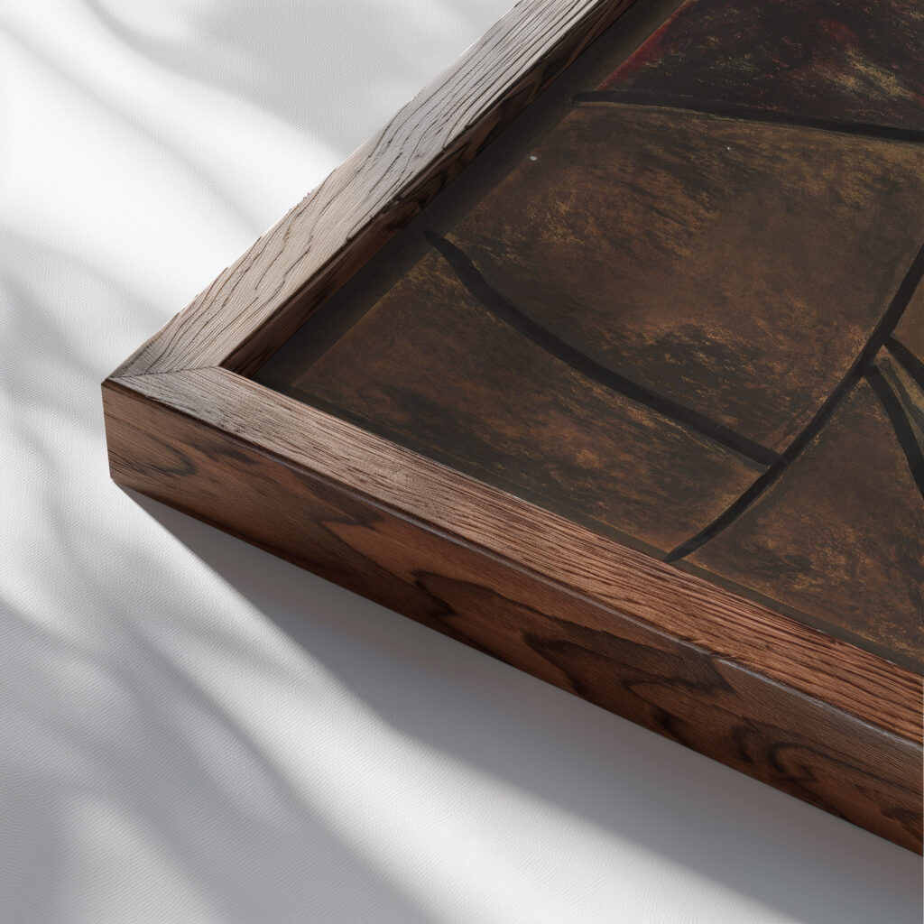 Ontwerp voor raam in het Noordertransept in de Dom te Utrecht 16 ca. 1878 1938 Richard Nicolaus Roland Holst close up dark wood mockup