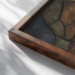 Ontwerp voor raam in het Noordertransept in de Dom te Utrecht 19 ca. 1878 1938 Richard Nicolaus Roland Holst close up dark wood mockup