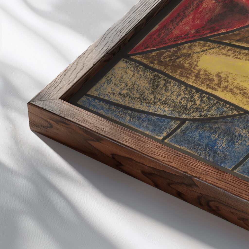 Ontwerp voor raam in het Noordertransept in de Dom te Utrecht 2 ca. 1878 1938 Richard Nicolaus Roland Holst close up dark wood mockup