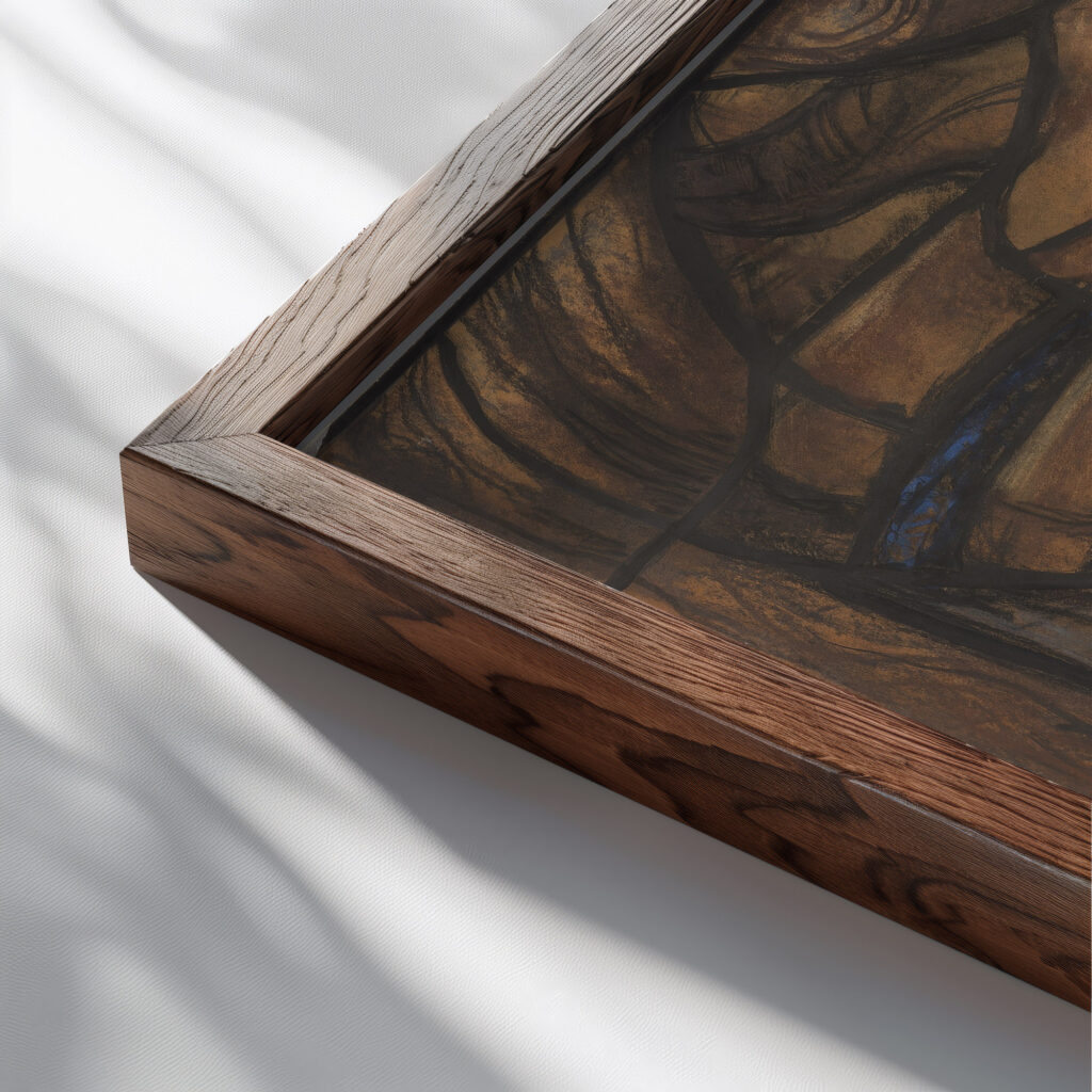 Ontwerp voor raam in het Noordertransept in de Dom te Utrecht 20 ca. 1878 1938 Richard Nicolaus Roland Holst close up dark wood mockup