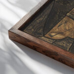 Ontwerp voor raam in het Noordertransept in de Dom te Utrecht 21 ca. 1878 1938 Richard Nicolaus Roland Holst close up dark wood mockup