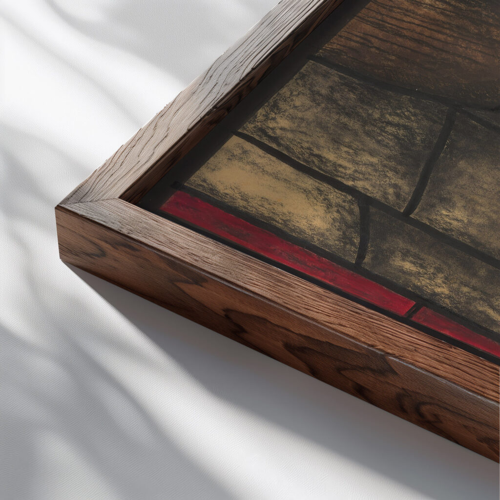 Ontwerp voor raam in het Noordertransept in de Dom te Utrecht 24 ca. 1878 1938 Richard Nicolaus Roland Holst close up dark wood mockup