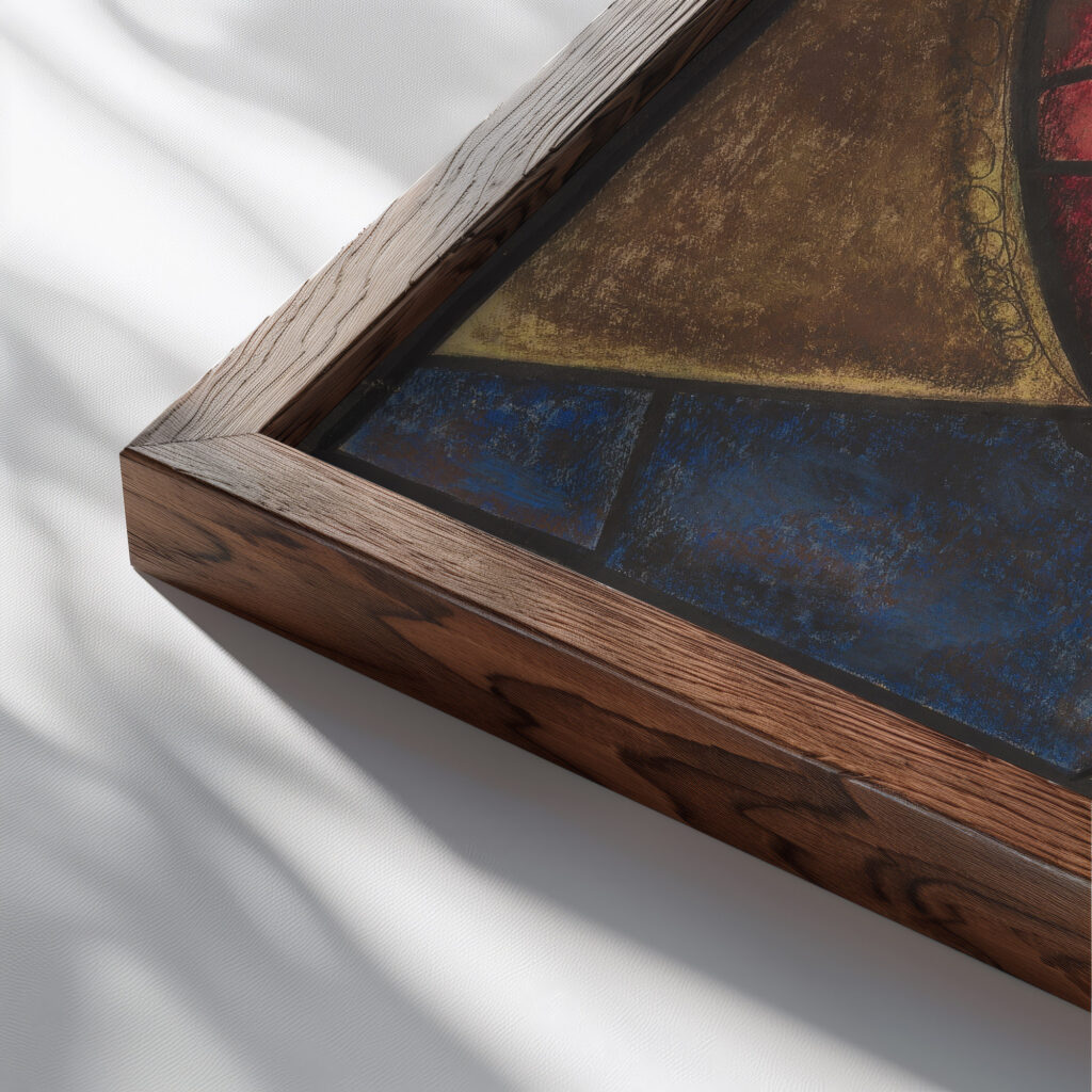 Ontwerp voor raam in het Noordertransept in de Dom te Utrecht 28 ca. 1878 1938 Richard Nicolaus Roland Holst close up dark wood mockup