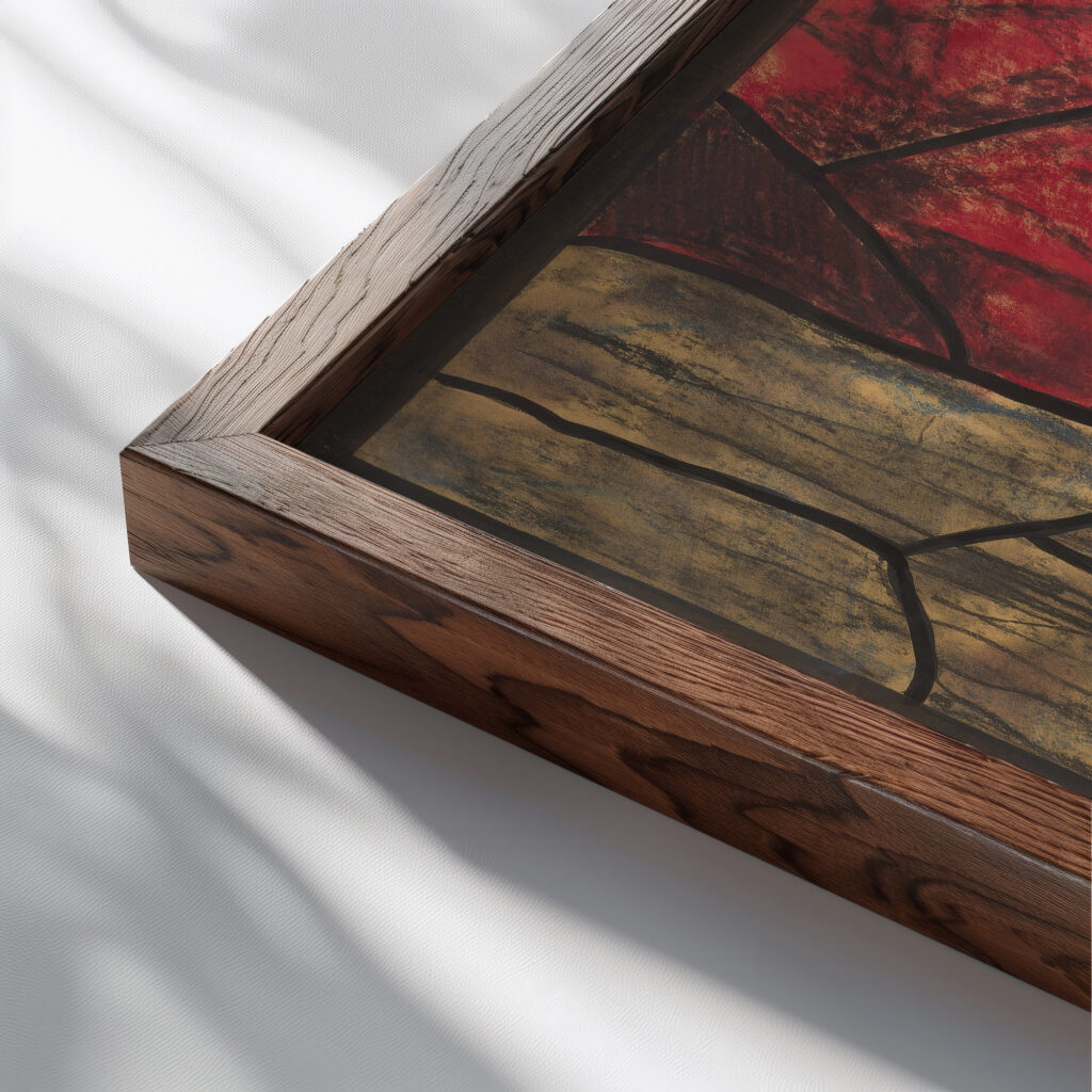 Ontwerp voor raam in het Noordertransept in de Dom te Utrecht 29 ca. 1878 1938 Richard Nicolaus Roland Holst close up dark wood mockup