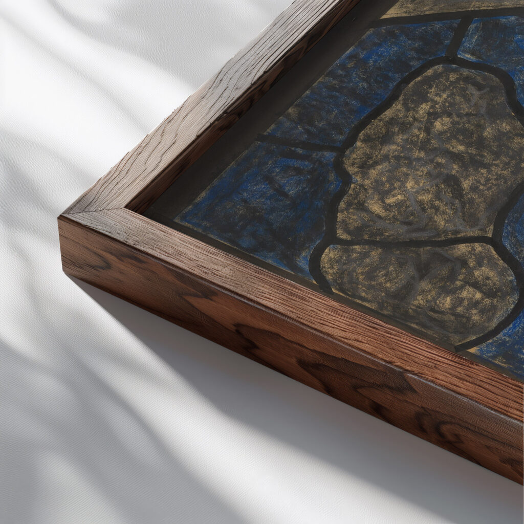 Ontwerp voor raam in het Noordertransept in de Dom te Utrecht 39 ca. 1878 1938 Richard Nicolaus Roland Holst close up dark wood mockup