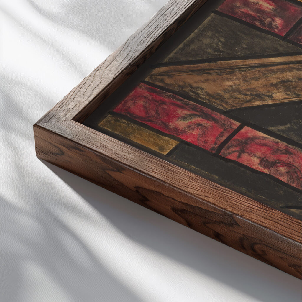 Ontwerp voor raam in het Noordertransept in de Dom te Utrecht 4 ca. 1878 1938 Richard Nicolaus Roland Holst close up dark wood mockup