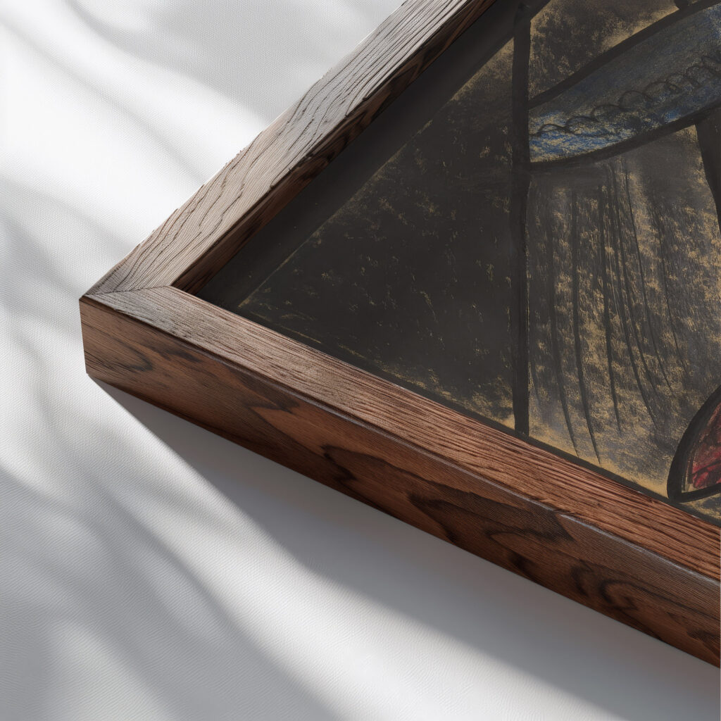 Ontwerp voor raam in het Noordertransept in de Dom te Utrecht 43 ca. 1878 1938 Richard Nicolaus Roland Holst close up dark wood mockup