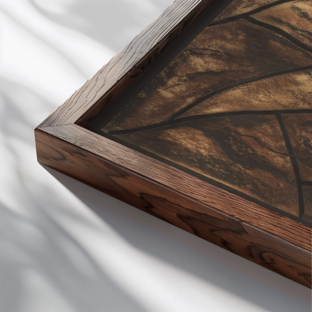 Ontwerp voor raam in het Noordertransept in de Dom te Utrecht 45 ca. 1878 1938 Richard Nicolaus Roland Holst close up dark wood mockup