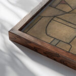 Ontwerp voor raam in het Noordertransept in de Dom te Utrecht 46 ca. 1878 1938 Richard Nicolaus Roland Holst close up dark wood mockup