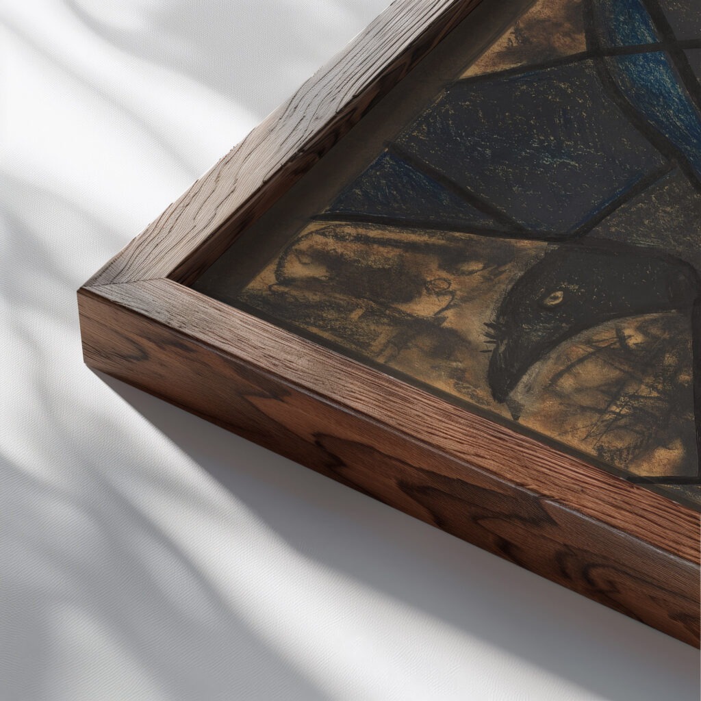 Ontwerp voor raam in het Noordertransept in de Dom te Utrecht 5 ca. 1878 1938 Richard Nicolaus Roland Holst close up dark wood mockup