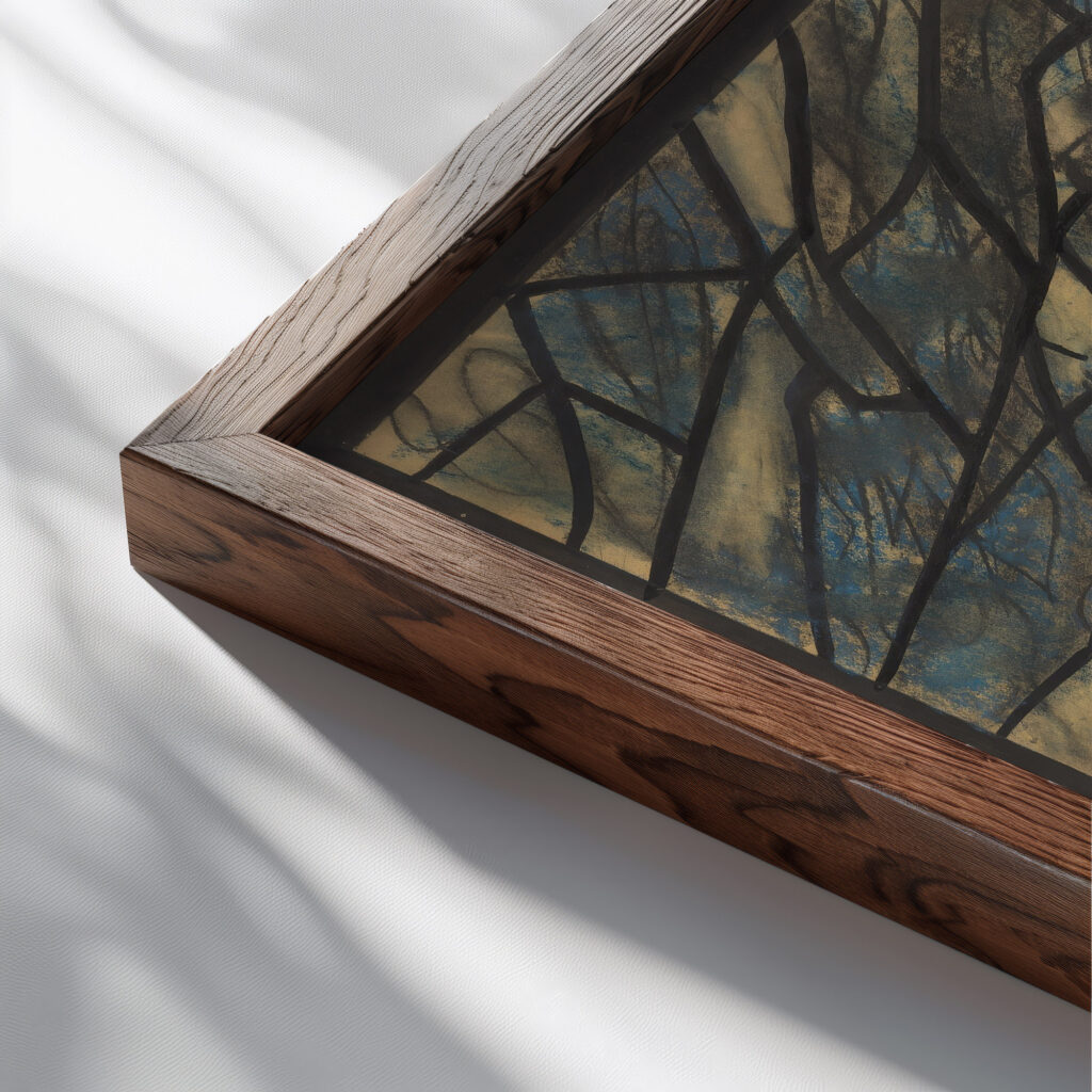 Ontwerp voor raam in het Noordertransept in de Dom te Utrecht 51 ca. 1878 1938 Richard Nicolaus Roland Holst close up dark wood mockup
