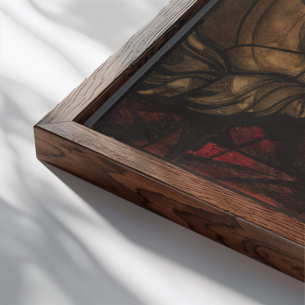 Ontwerp voor raam in het Noordertransept in de Dom te Utrecht 57 ca. 1878 1938 Richard Nicolaus Roland Holst close up dark wood mockup